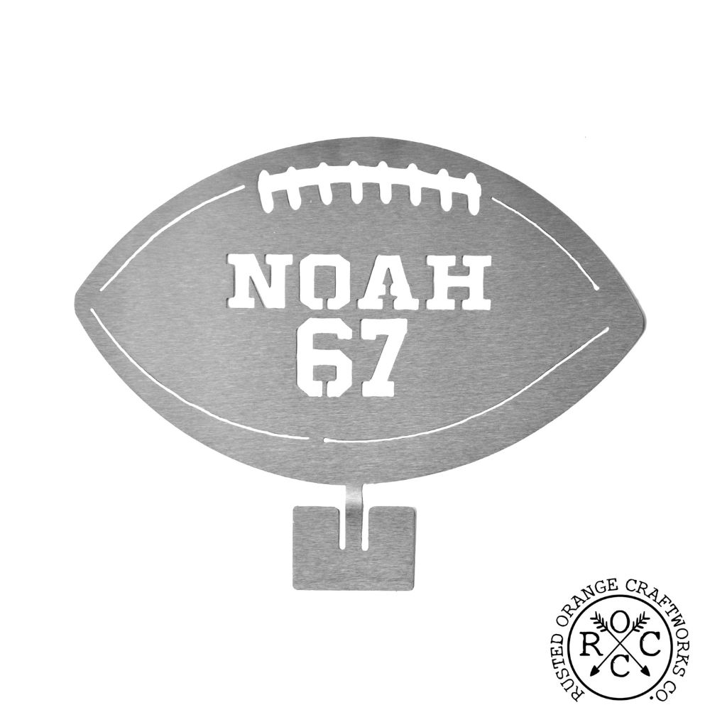 Personalized Name and Jersey Number Metal Sports Ball Sign - Football