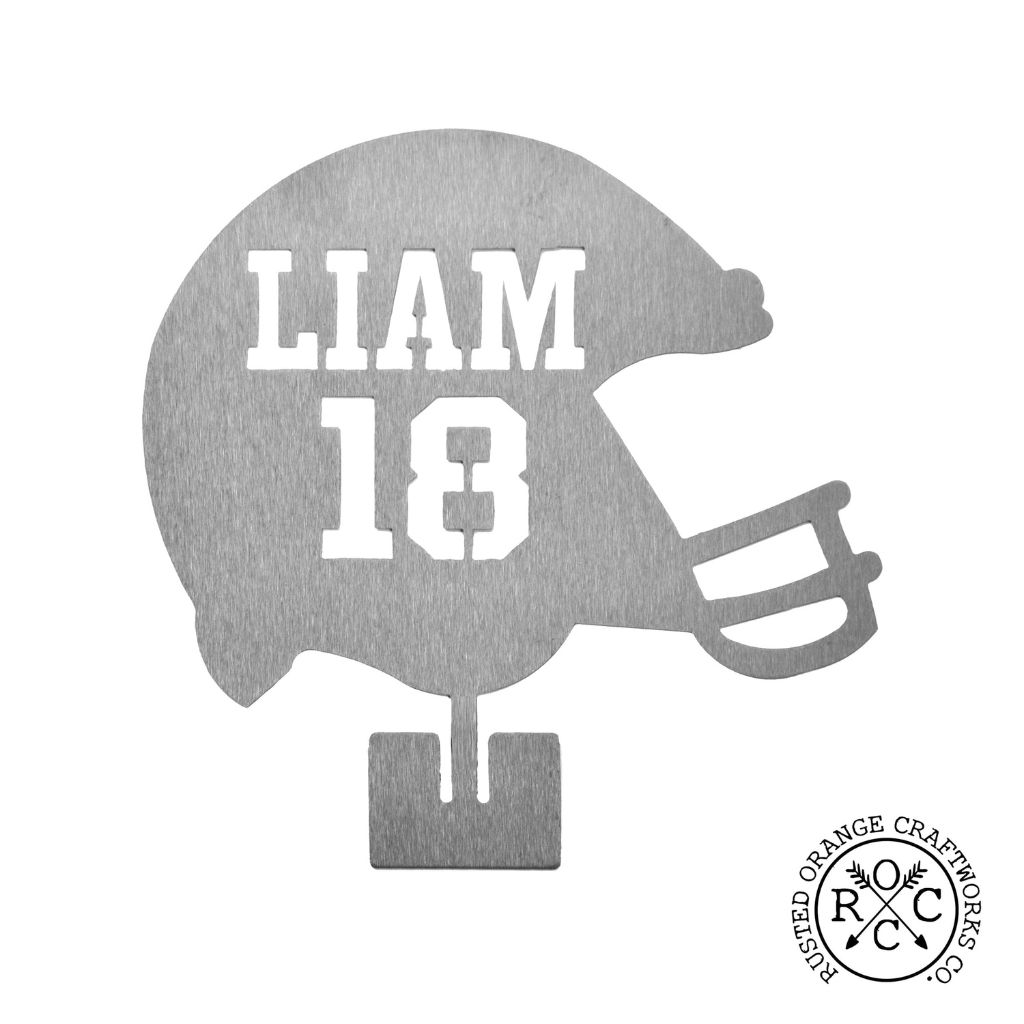 Personalized Name and Jersey Number Metal Sports Ball Sign - Football Helmet