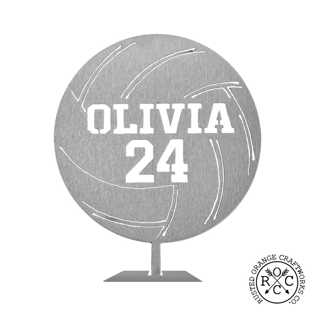 Personalized Name and Jersey Number Metal Sports Ball Sign - Volleyball