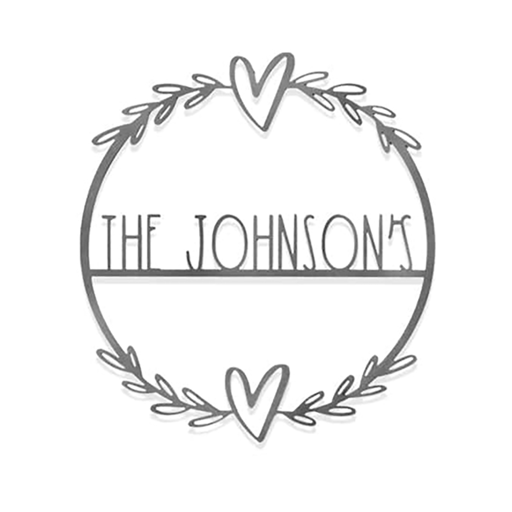 Personalized Flower Shop Metal Name Sign - Heart Wreath