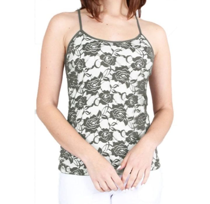 Women’s Seamless Lace Stretch Adjustable Camisole Top - Sagestone