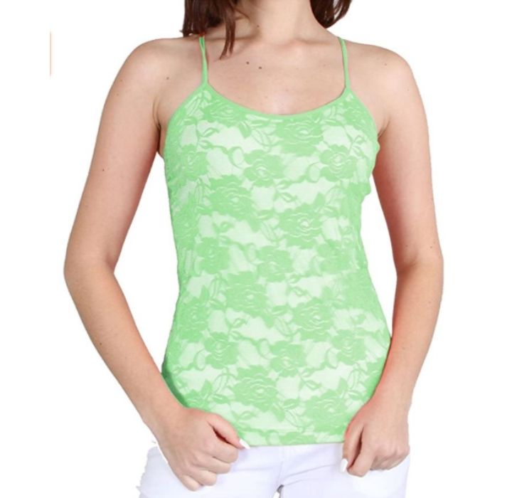 Women&rsquo;s Seamless Lace Stretch Adjustable Camisole Top - Bamboo Green