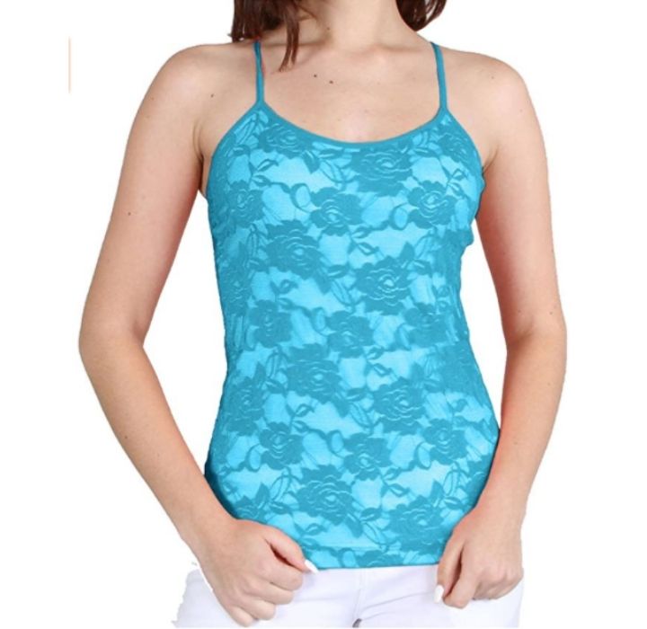 Women&rsquo;s Seamless Lace Stretch Adjustable Camisole Top - Teal