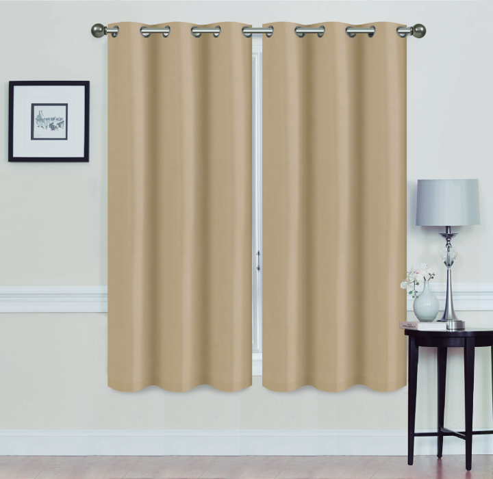 Madonna Blackout Grommet Curtain Panels (Set of 2) - 63"" BEIGE
