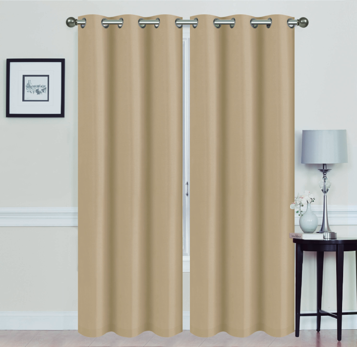 Madonna Blackout Grommet Curtain Panels (Set of 2) - 84"" BEIGE