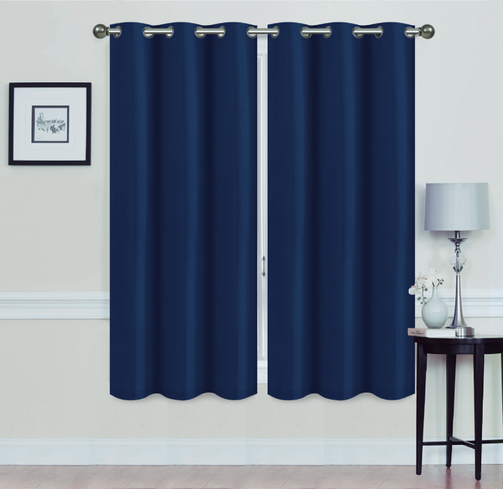 Madonna Blackout Grommet Curtain Panels (Set of 2) - 63"" NAVY