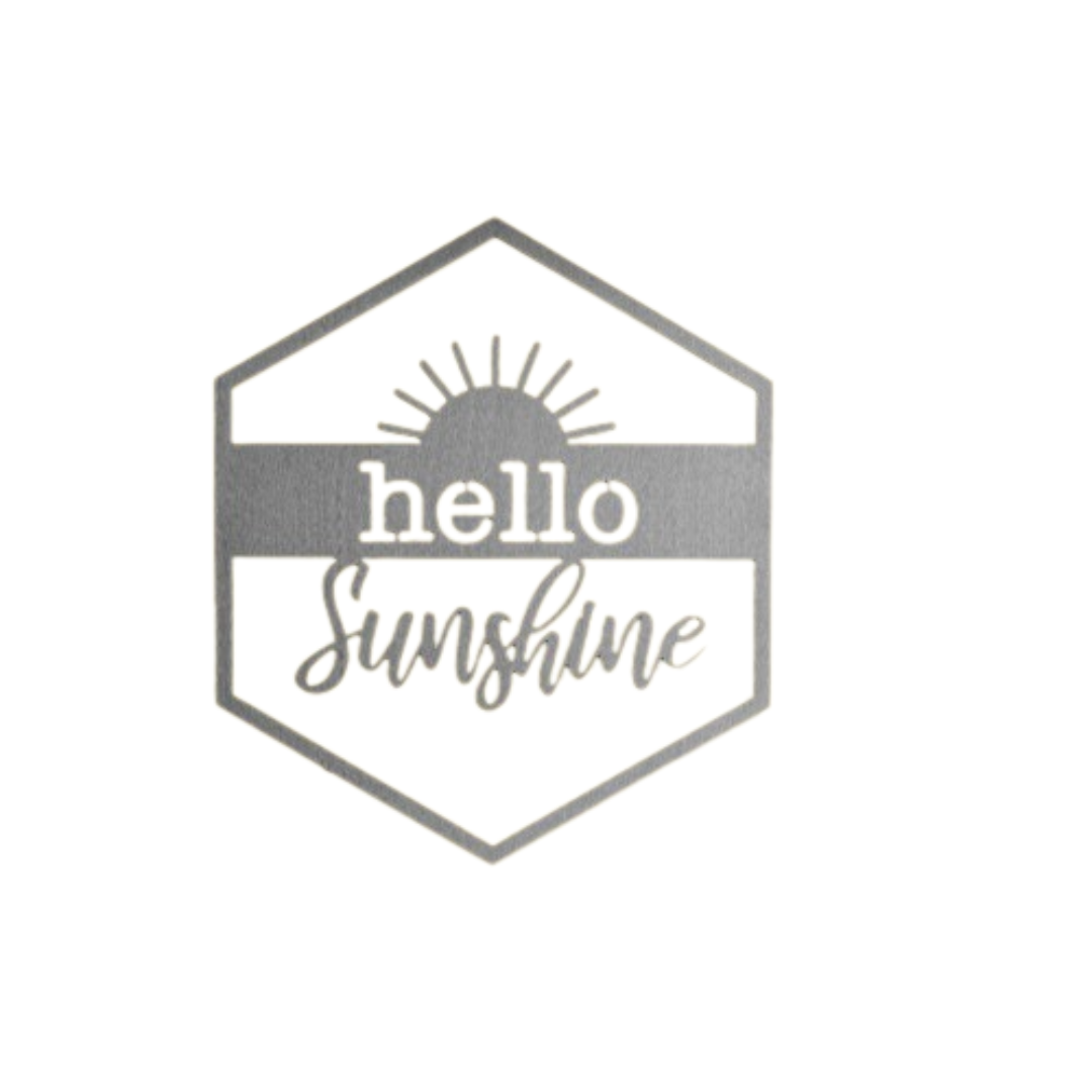 Hexagon Door Greetings Modern Rustic Word Art Sign - Hello sunshine