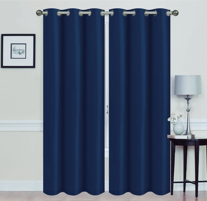 Madonna Blackout Grommet Curtain Panels (Set of 2) - 84"" NAVY