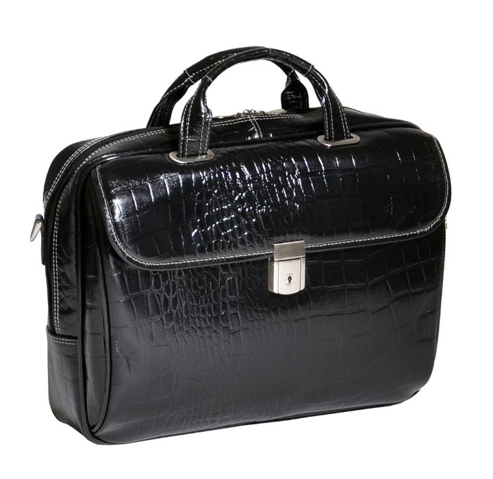 Siamod Servano 13"" Leather Tablet Briefcase - Black