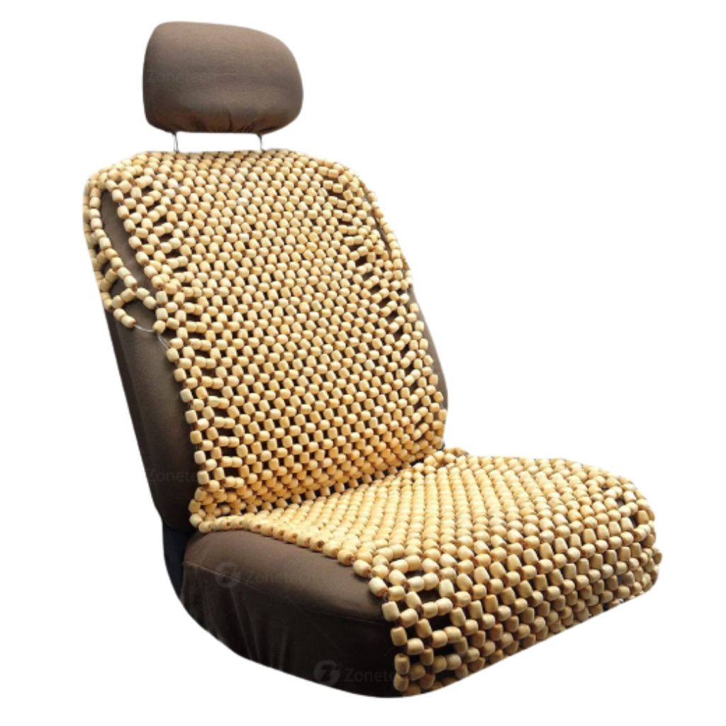 Zone Tech® Natural Wood Beaded Premium Seat Cover (1- Or 2-Pack) - 1-Pack