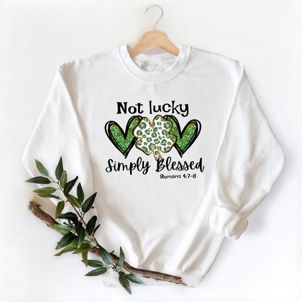 Women's Irish Love St. Patrick's Day Sweatshirts - Large - Not Lucky, Simply Blessed