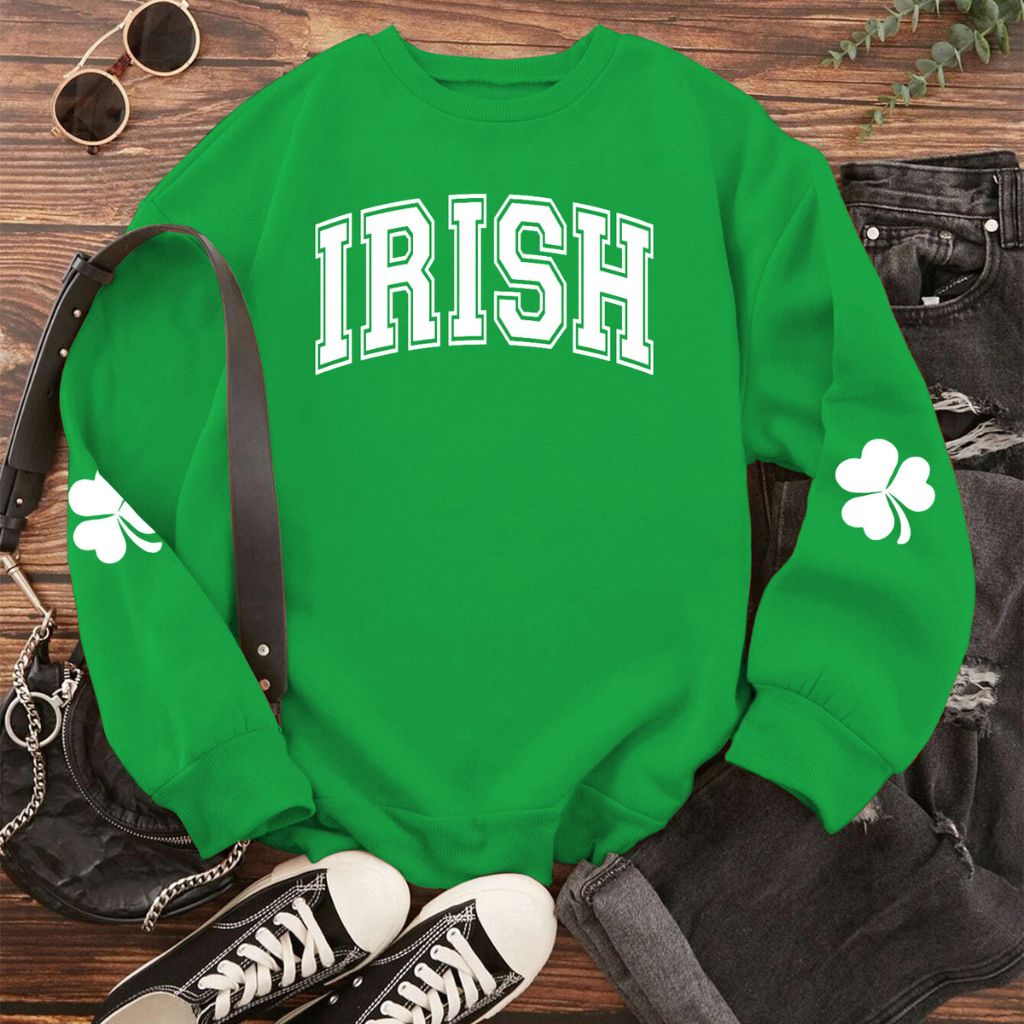 Women's Irish Love St. Patrick's Day Sweatshirts - Large - Irish College (Green)