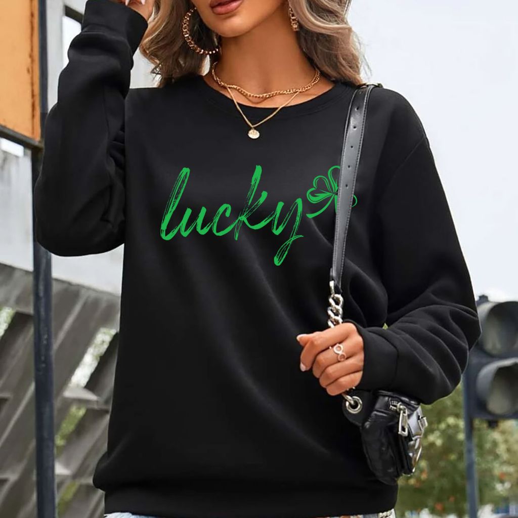 Women's Irish Love St. Patrick's Day Sweatshirts - Medium - Lucky Clover Brush