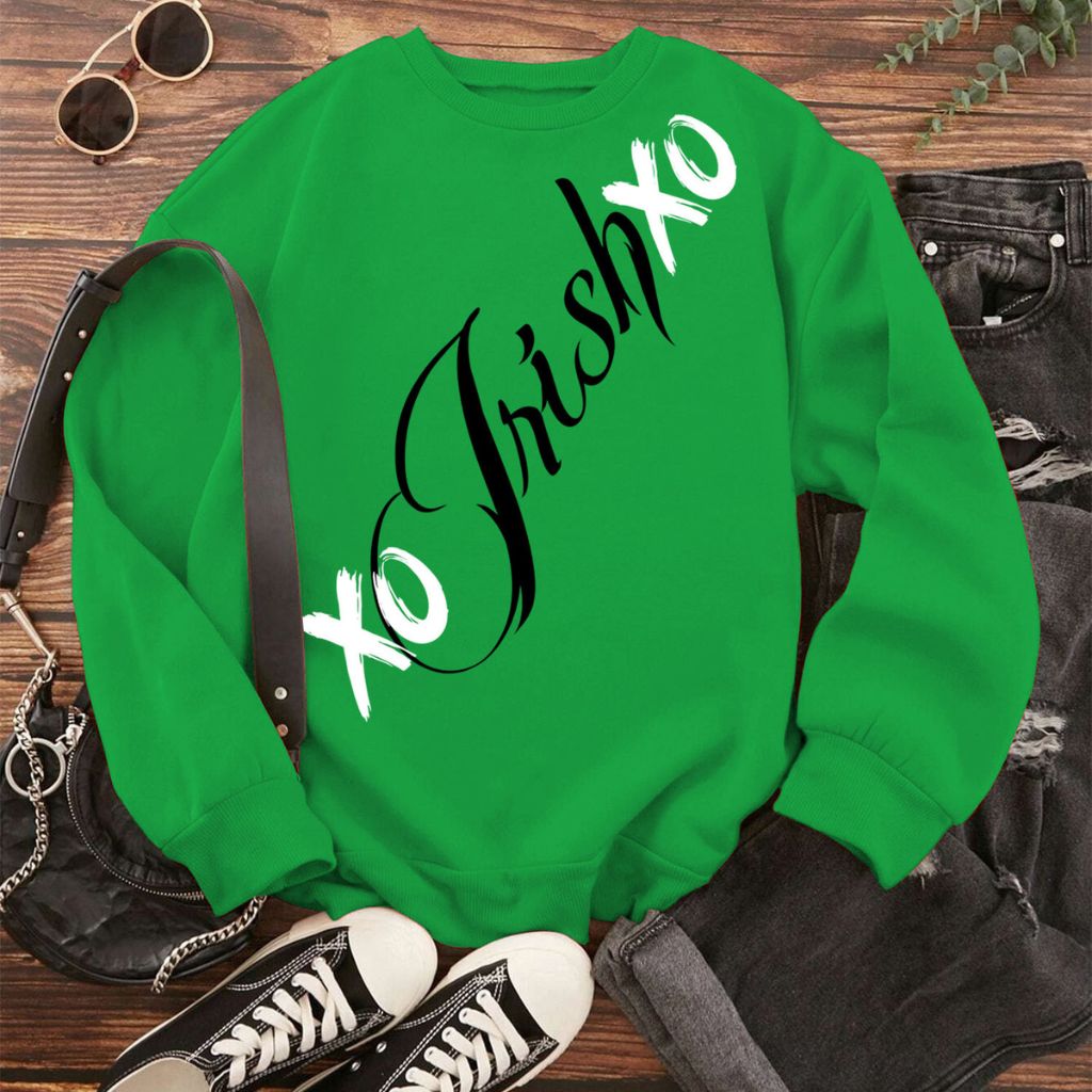 Women's Irish Love St. Patrick's Day Sweatshirts - 2X-Large - XO Irish XO (Green)
