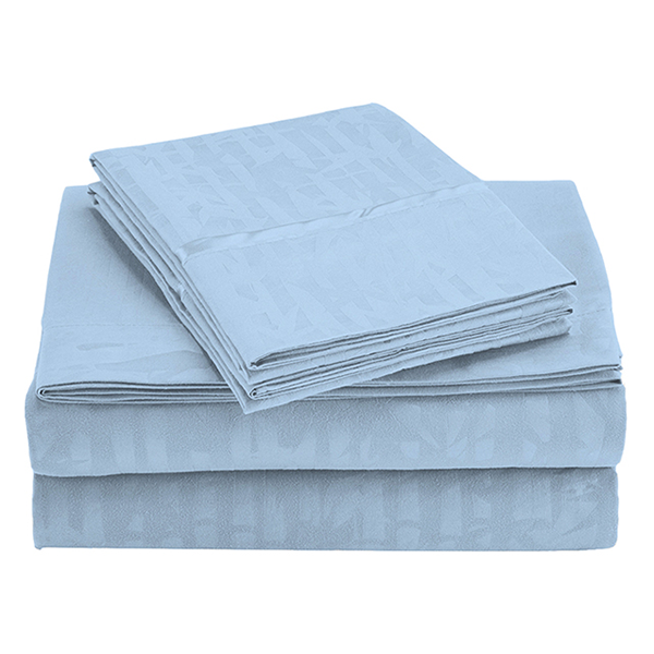 4-Piece Premium Super Soft Bamboo-Embossed Sheet Set - Light Blue - Queen
