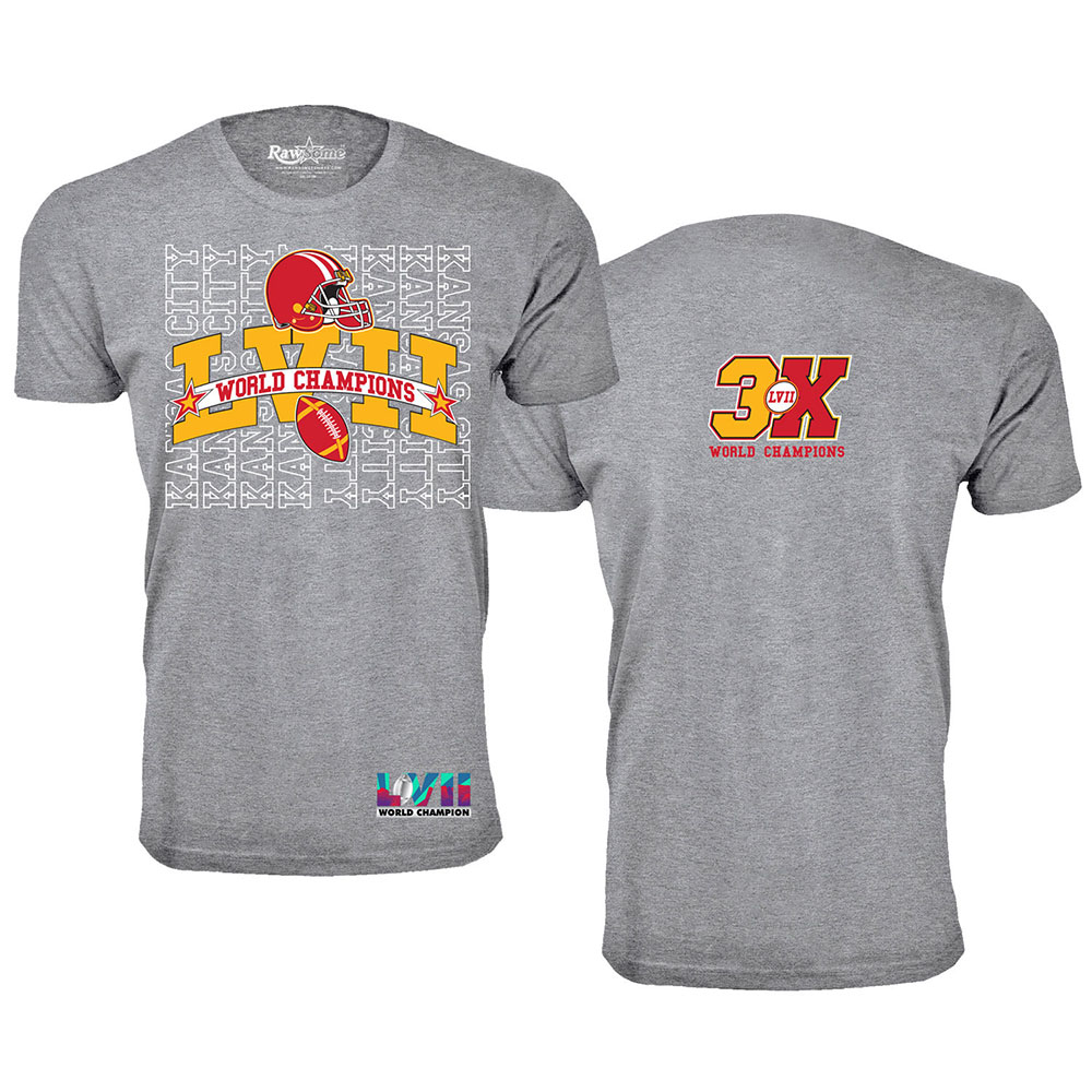 Men's Football Super Championship Shirt or Hoodie - Kansas City - T-Shirt - Repeat - H.Grey / 2XL