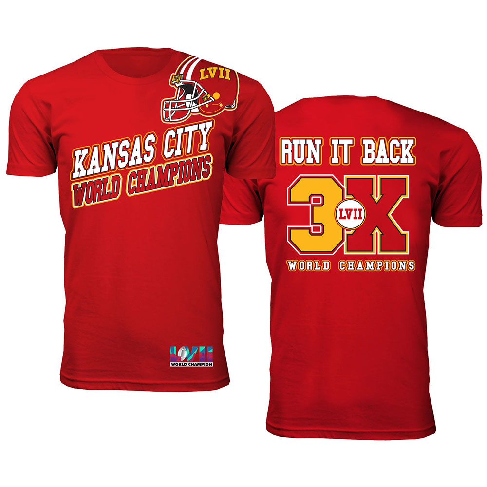 Men's Football Super Championship Shirt or Hoodie - Kansas City - T-Shirt - Angle - Red / 3XL