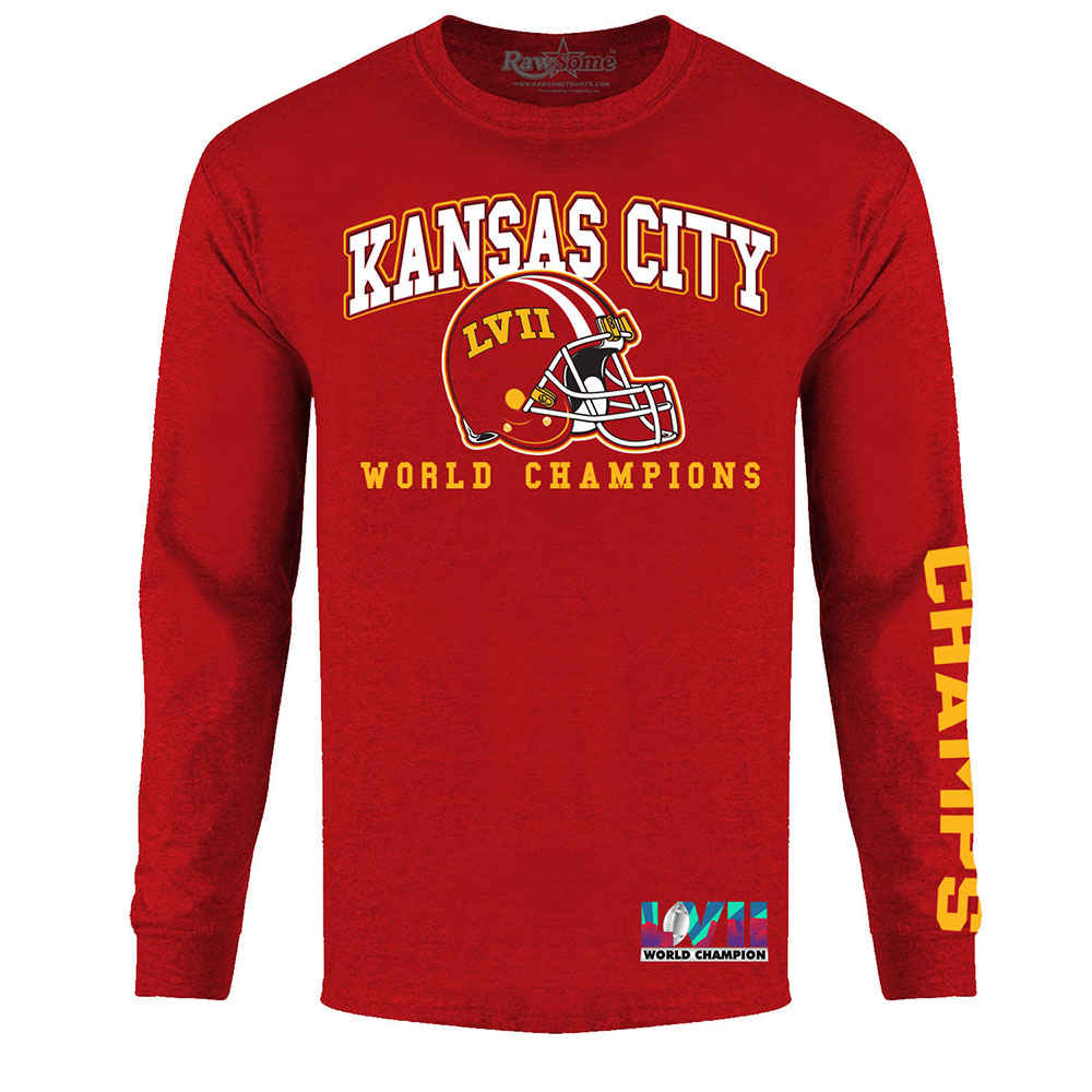 Men's Football Super Championship Shirt or Hoodie - Kansas City - Long Sleeve Shirt - Basic - Red / XL