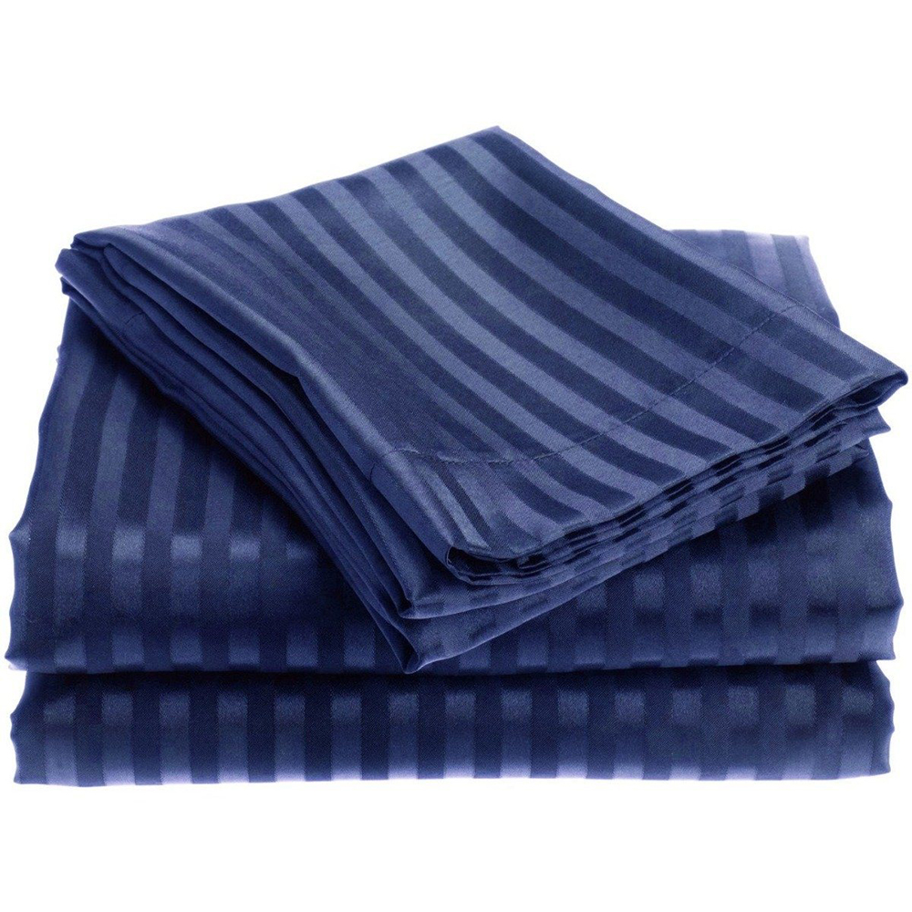 1800 Series Brushed Microfiber Dobby Striped Sheet Set (4-Piece) - Queen - Navy