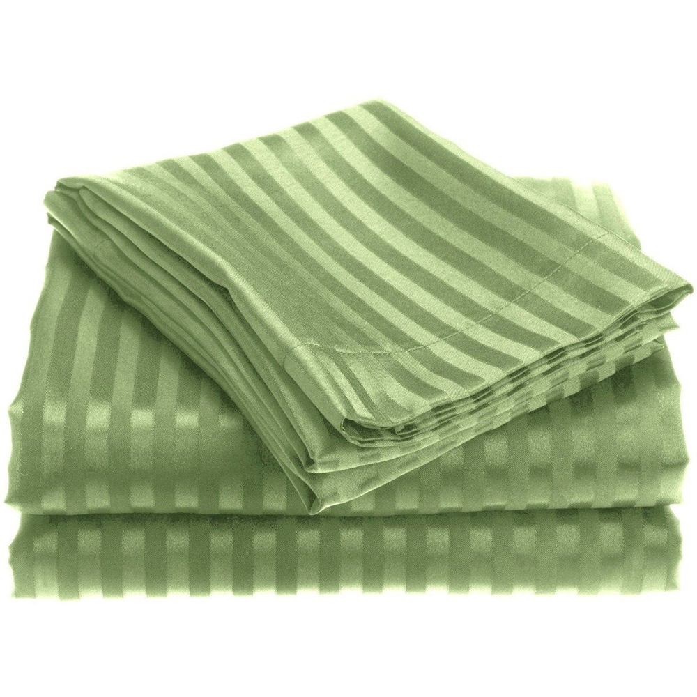 1800 Series Brushed Microfiber Dobby Striped Sheet Set (4-Piece) - Queen - Sage
