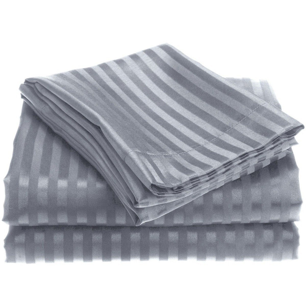 1800 Series Brushed Microfiber Dobby Striped Sheet Set (4-Piece) - Full - Gray