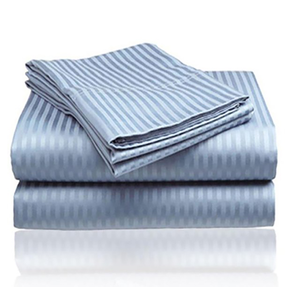 1800 Series Brushed Microfiber Dobby Striped Sheet Set (4-Piece) - Twin - Light Blue