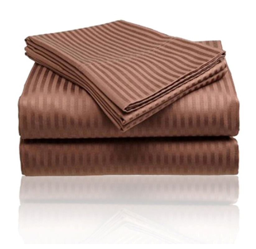 Cozy Homes Ultra-Soft Microfiber 4-Piece Sheet Set - Striped - Queen Chocolate