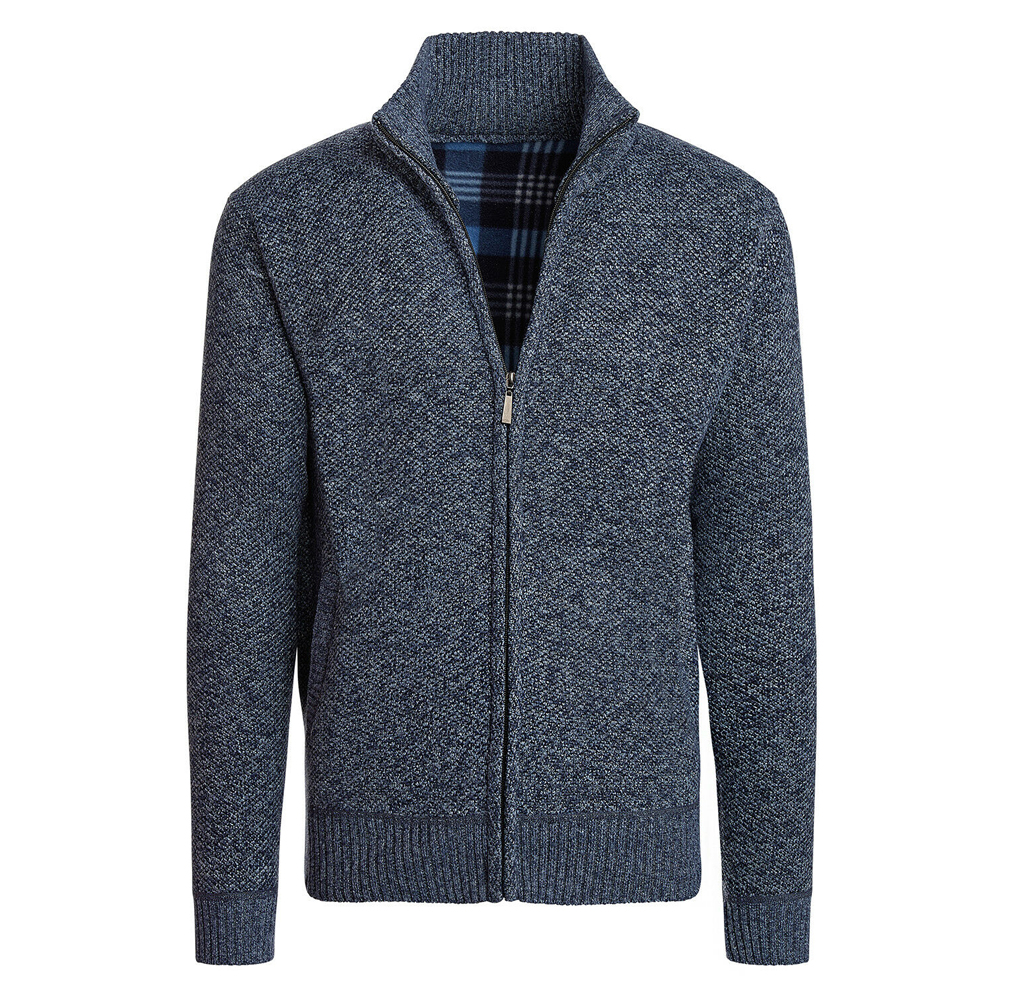 Men's Casual Fleece Lined Full-Zip Sweater Jacket - Light Blue - Small