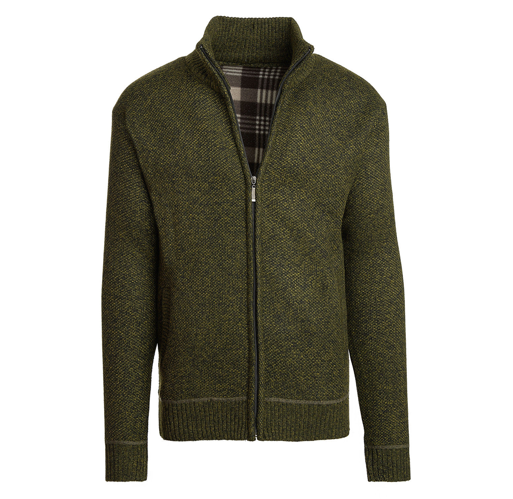 Men's Casual Fleece Lined Full-Zip Sweater Jacket - Green - Small