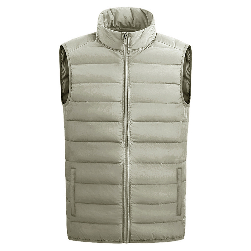 Men's Full-zip Warm Puffer Vest - Sand - Large