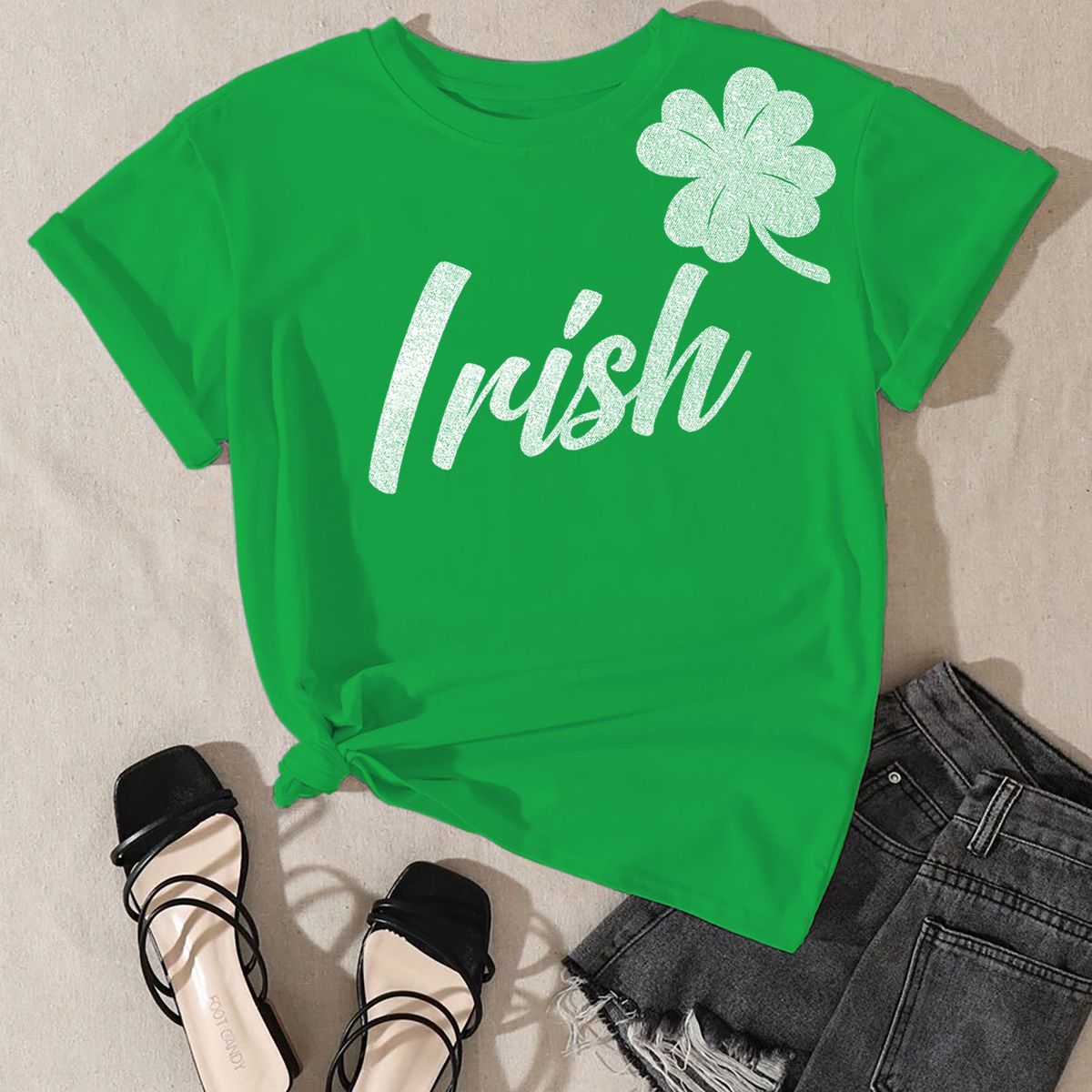 Women's Irish Love St. Patrick's Day Graphic T-Shirts - Irish Clover - K.Green-White Prt / S