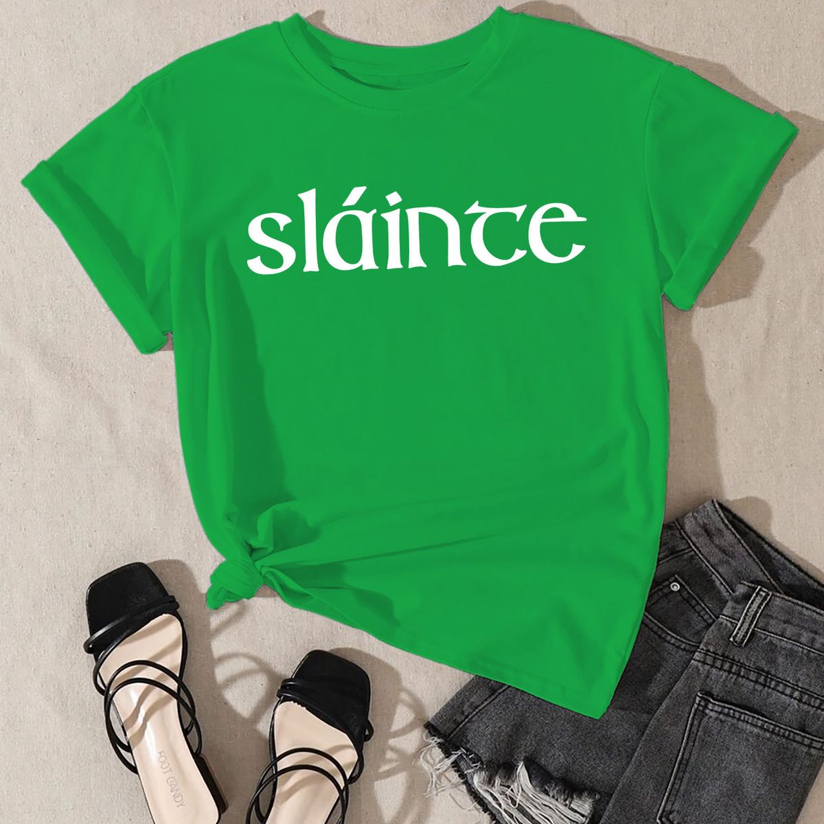 Women's Irish Love St. Patrick's Day Graphic T-Shirts - Slainte - K.Green-White Prt / S