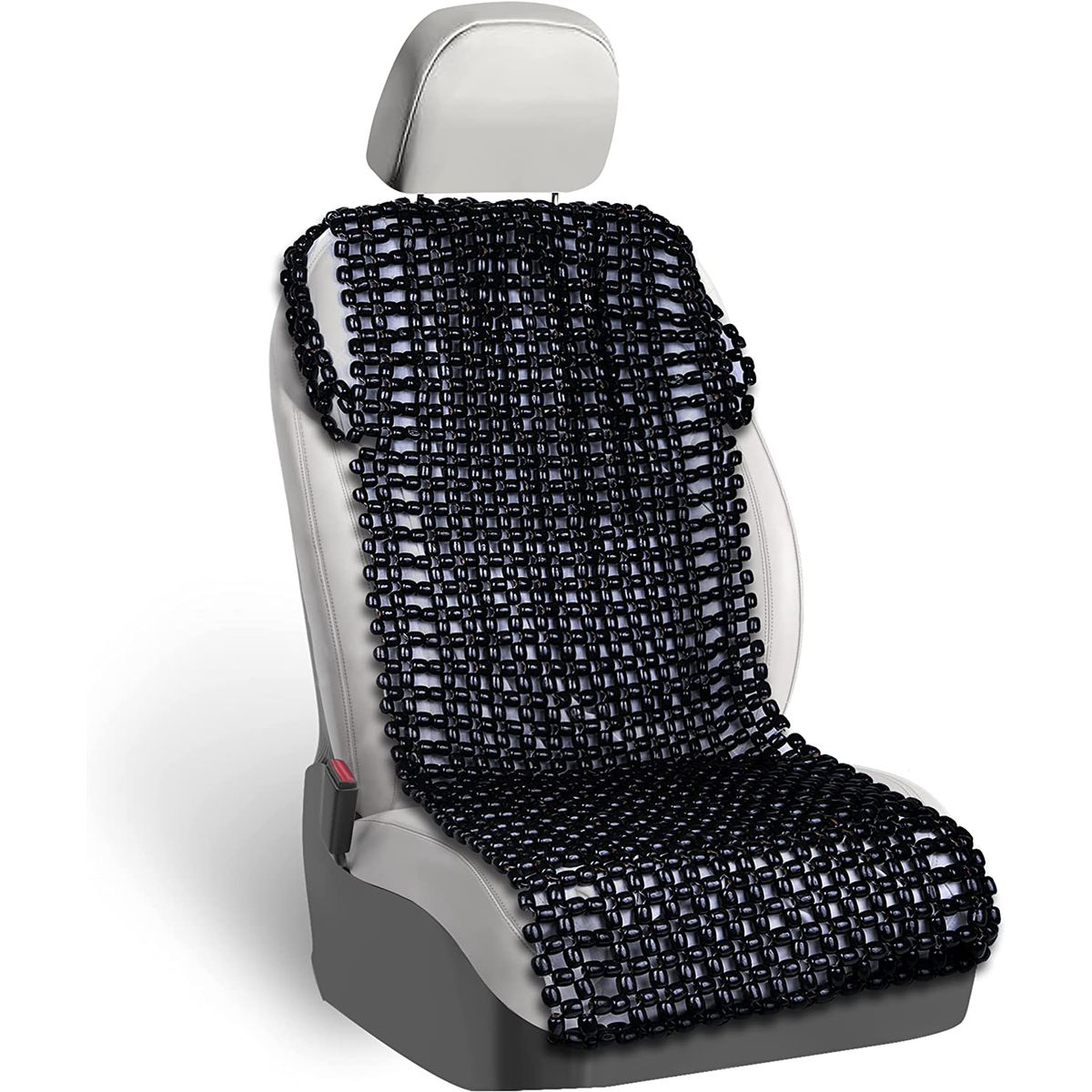 Zone Tech® Wooden Beaded Massaging Seat Cover - Black Wooden Beaded Seat Cover 2Pk