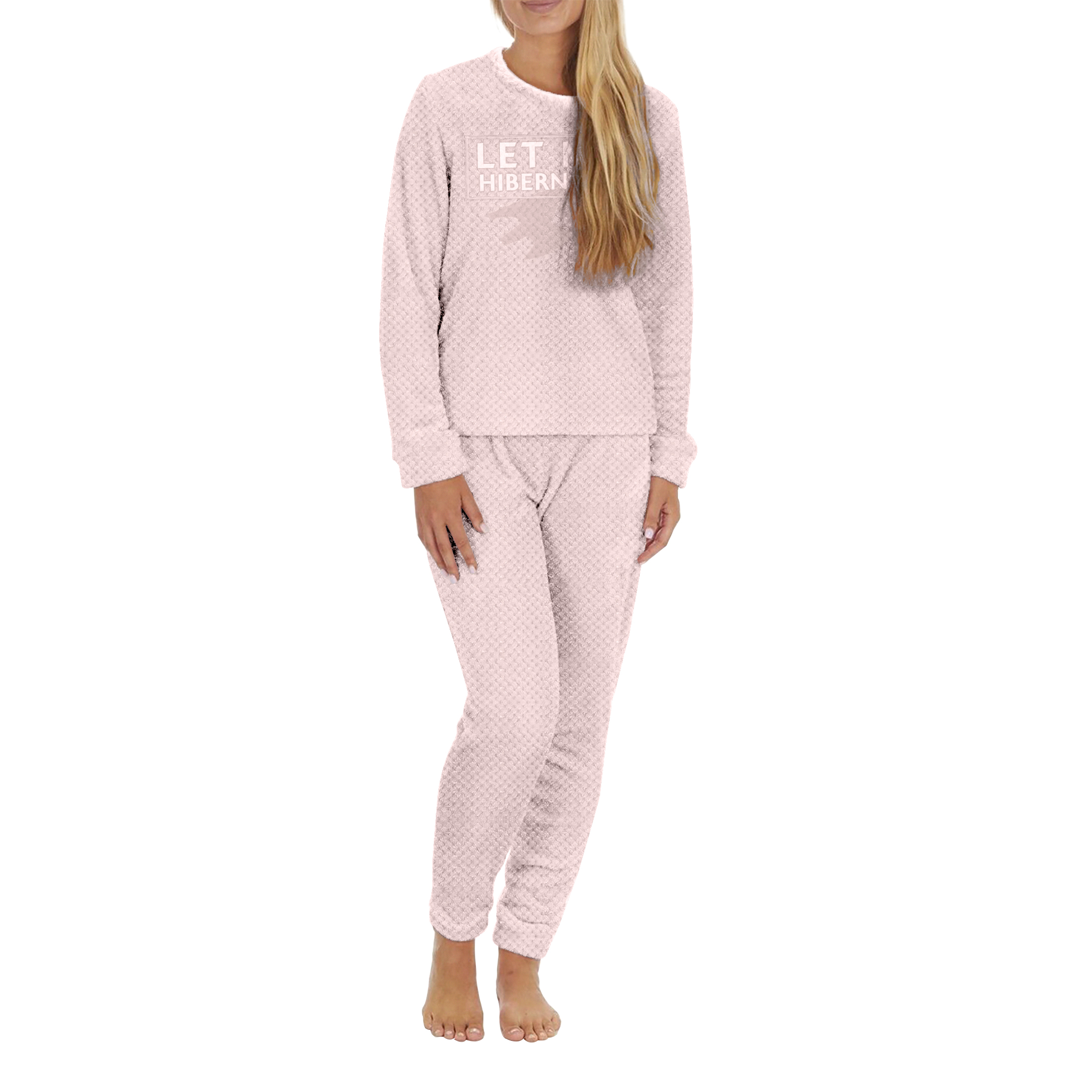 Plus-Size Popcorn Knit Top and Jogger Bottoms Pajama Set (2-Pack) - Pink 3x