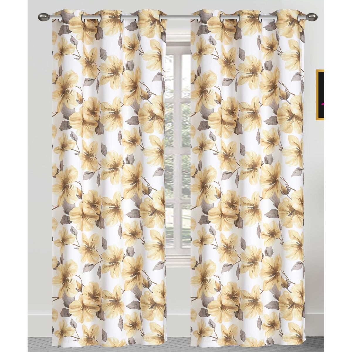 Margaret Josephs™ Floral Blackout Window Double Panels (Set of 2) - 38" x 63" (Set of 2) Yellow
