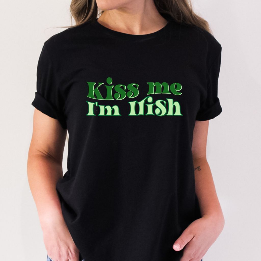 'Kiss Me I'm Irish' Soft-Style T-Shirt - Small - Black