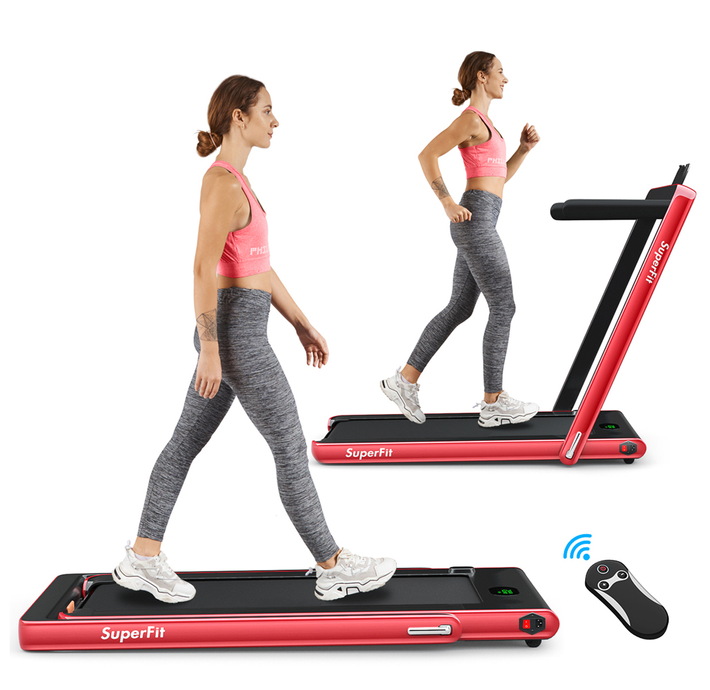 Superfit™ 2.25HP 2-in-1 Folding Treadmill with Bluetooth Speaker - Red