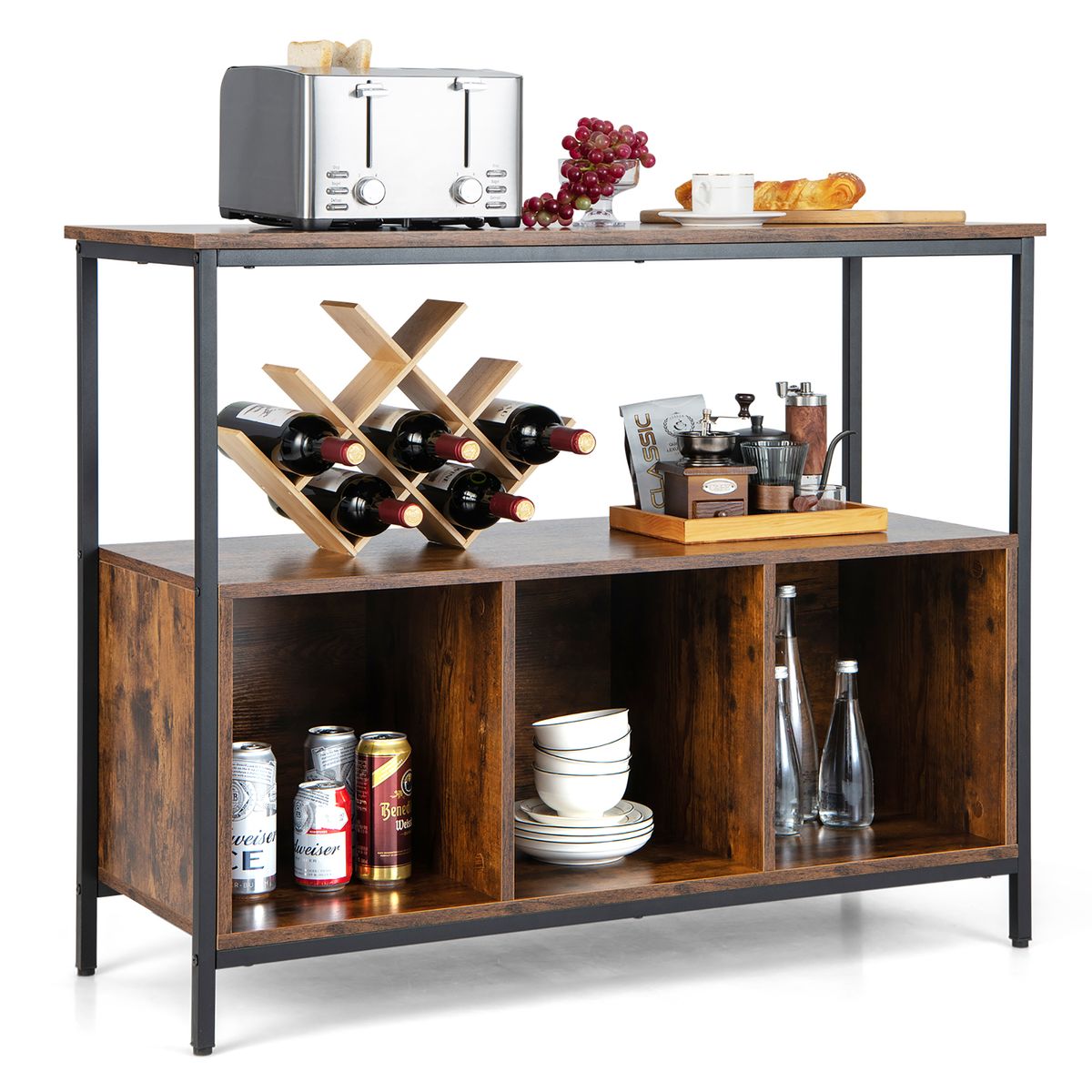 Modern Kitchen Buffet Sideboard with 3 Compartments - Buffet Sideboard Brown