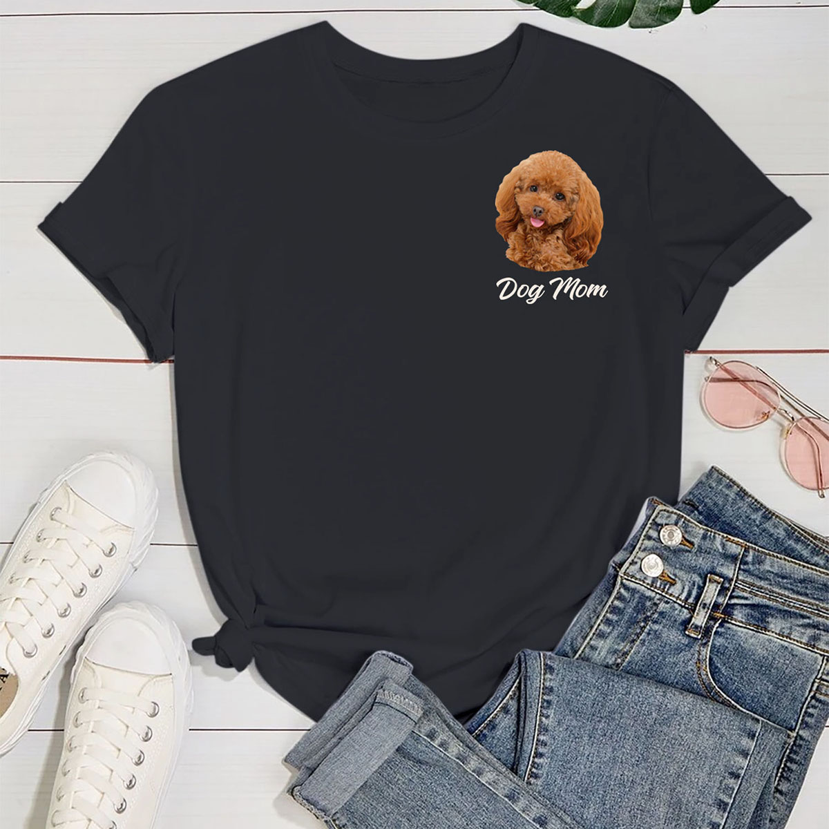 Women's 'Dog Mom' by Breed T-Shirt - Poodle - Black / S