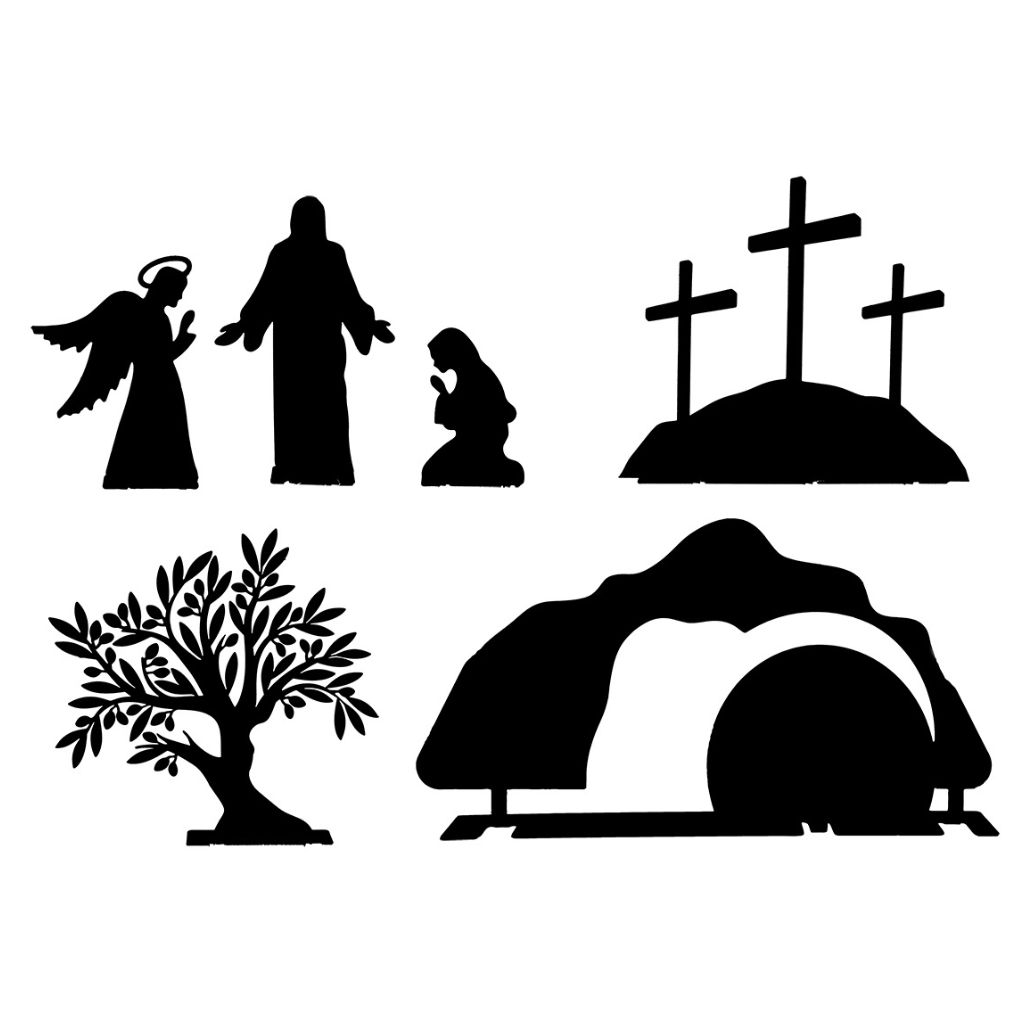 Holy Week Easter Advent Christian Resurrection Scene Set - Black