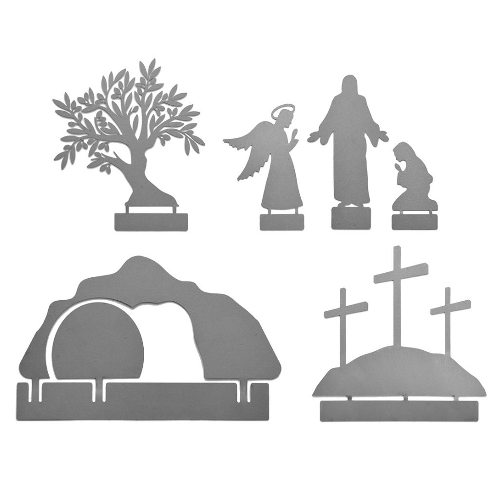 Holy Week Easter Advent Christian Resurrection Scene Set - Raw Unsealed Steel