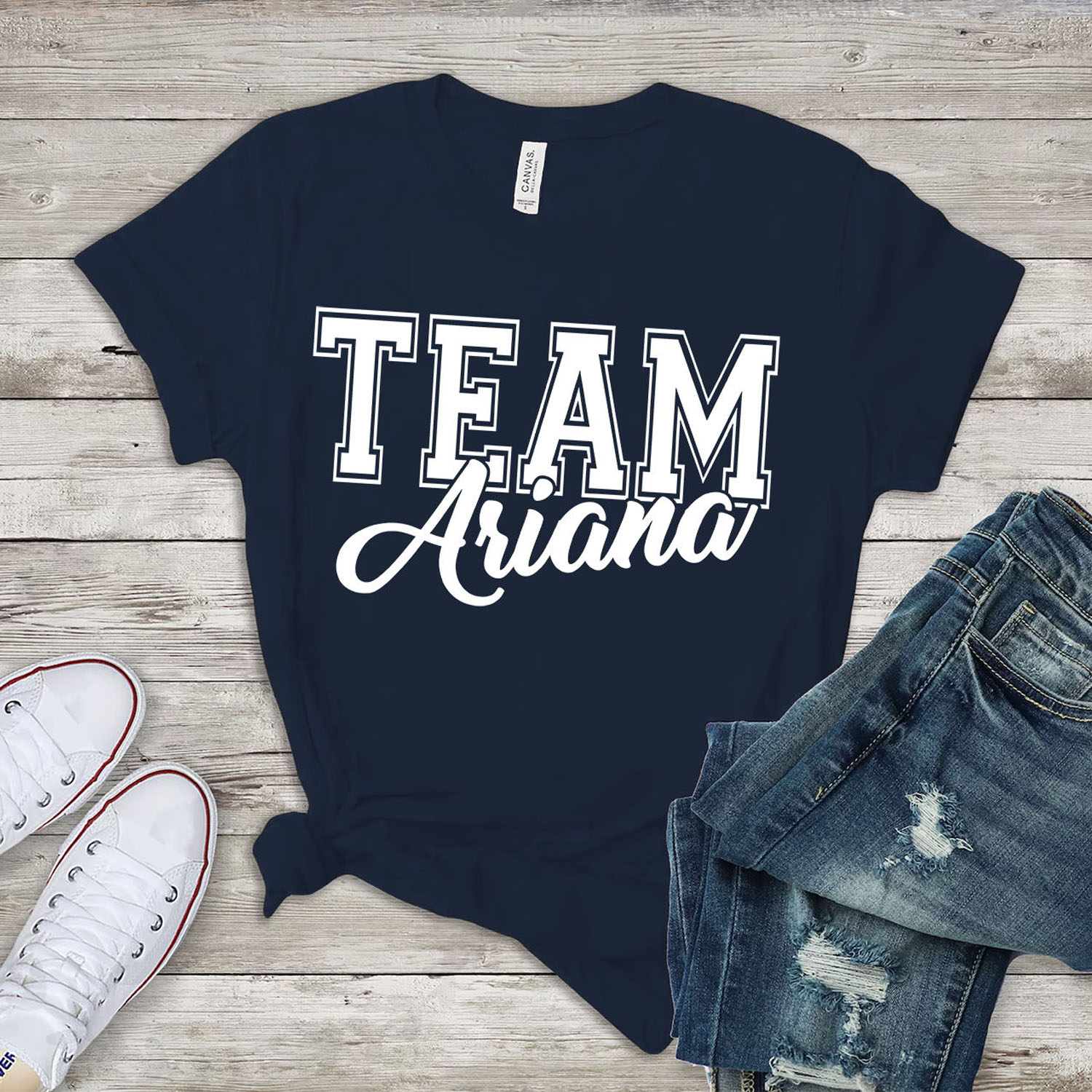 Women's 'Team Ariana' Fashion T-Shirt - Team Ariana - Navy-White Prt / M