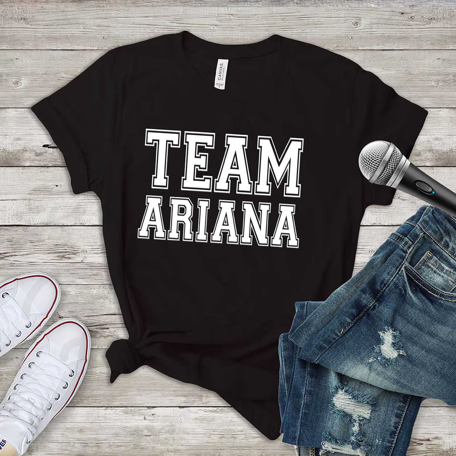 Women's 'Team Ariana' Fashion T-Shirt - Team Ariana College - Black-White Prt / S