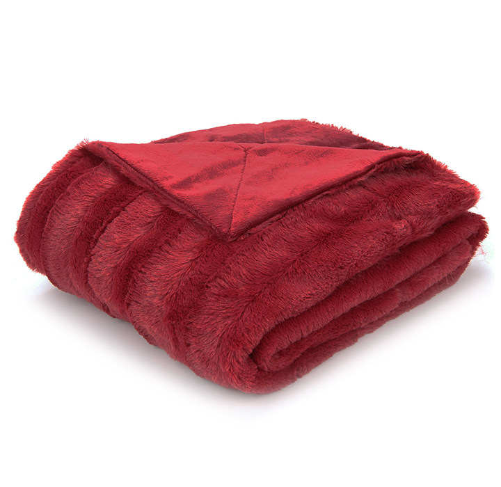 Soft Faux Fur Microplush Reversible Throw Blanket - 40 x 50 - Maroon