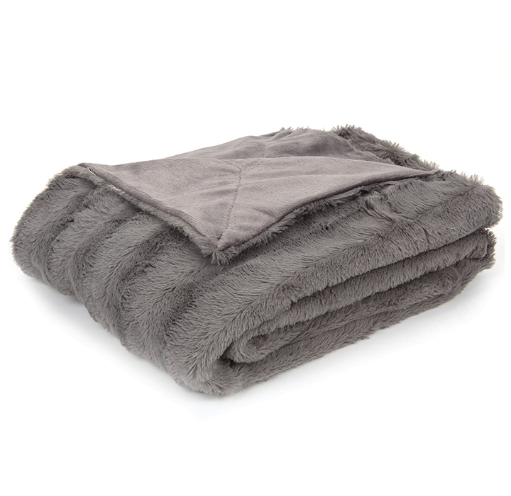 Soft Faux Fur Microplush Reversible Throw Blanket - 60 x 70 - Grey