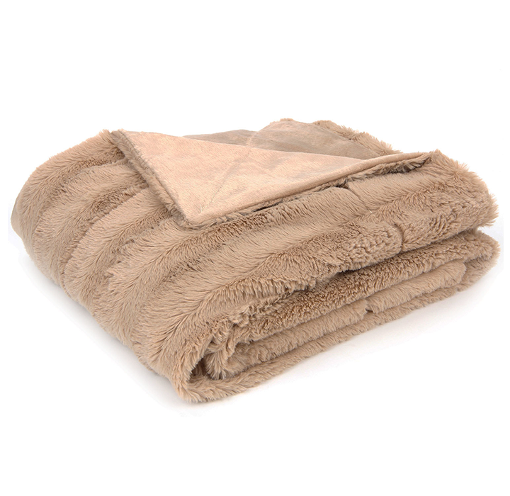 Soft Faux Fur Microplush Reversible Throw Blanket - 60 x 70 - Sand