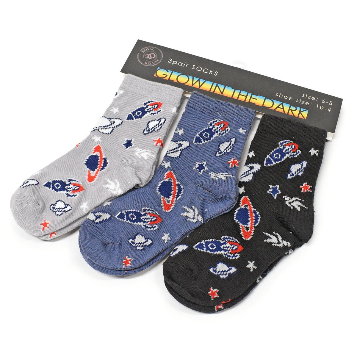 Kids' Glow-in-the-Dark Socks (6-Pair) - Space