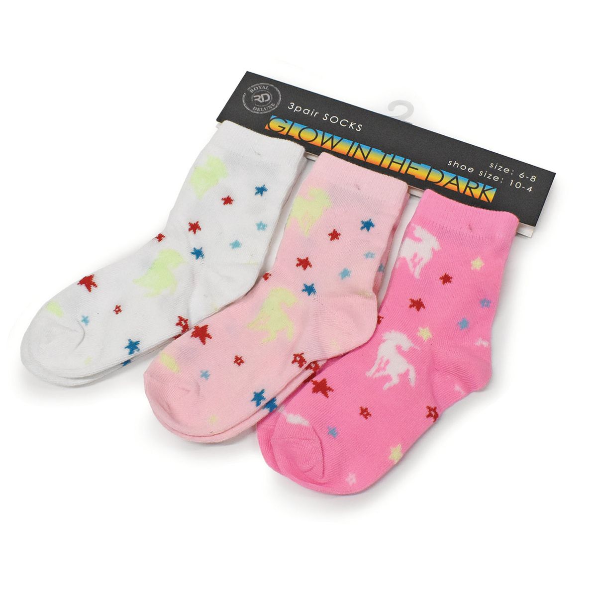Kids' Glow-in-the-Dark Socks (6-Pair) - Unicorn