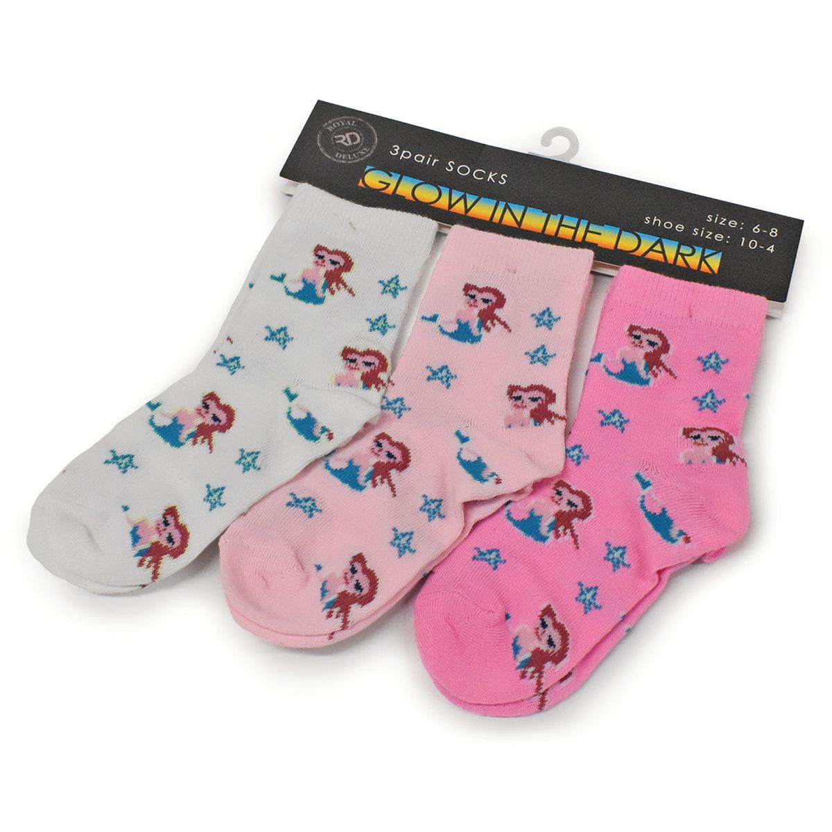 Kids' Glow-in-the-Dark Socks (6-Pair) - Mermaid