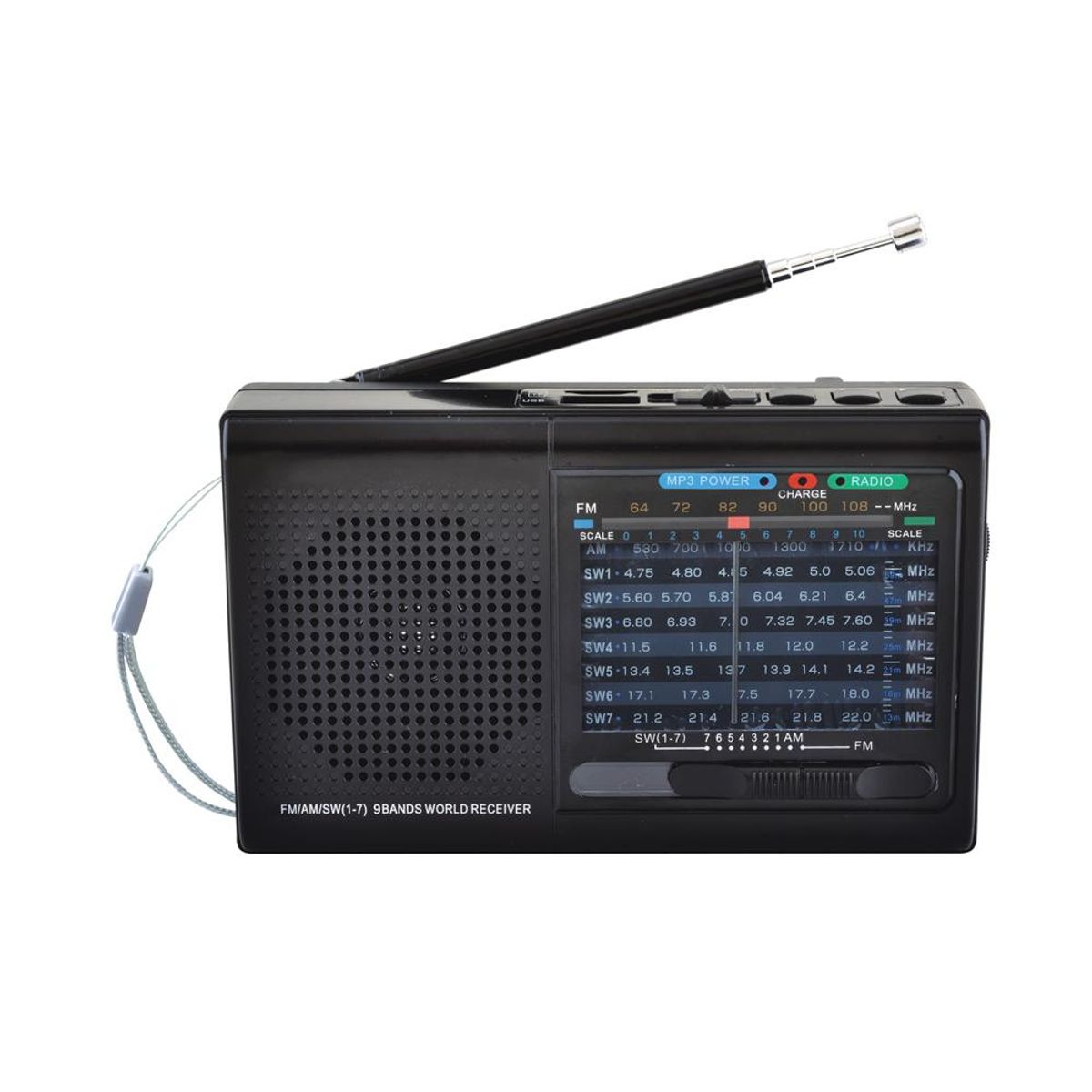 SuperSonic&reg; 9-Band Radio with Bluetooth - Black